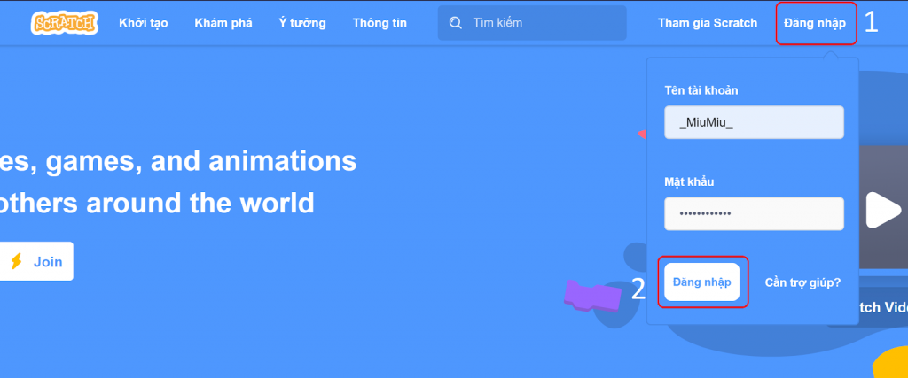 Hướng dẫn chia sẻ Trò chơi (Project) công khai trên Scratch